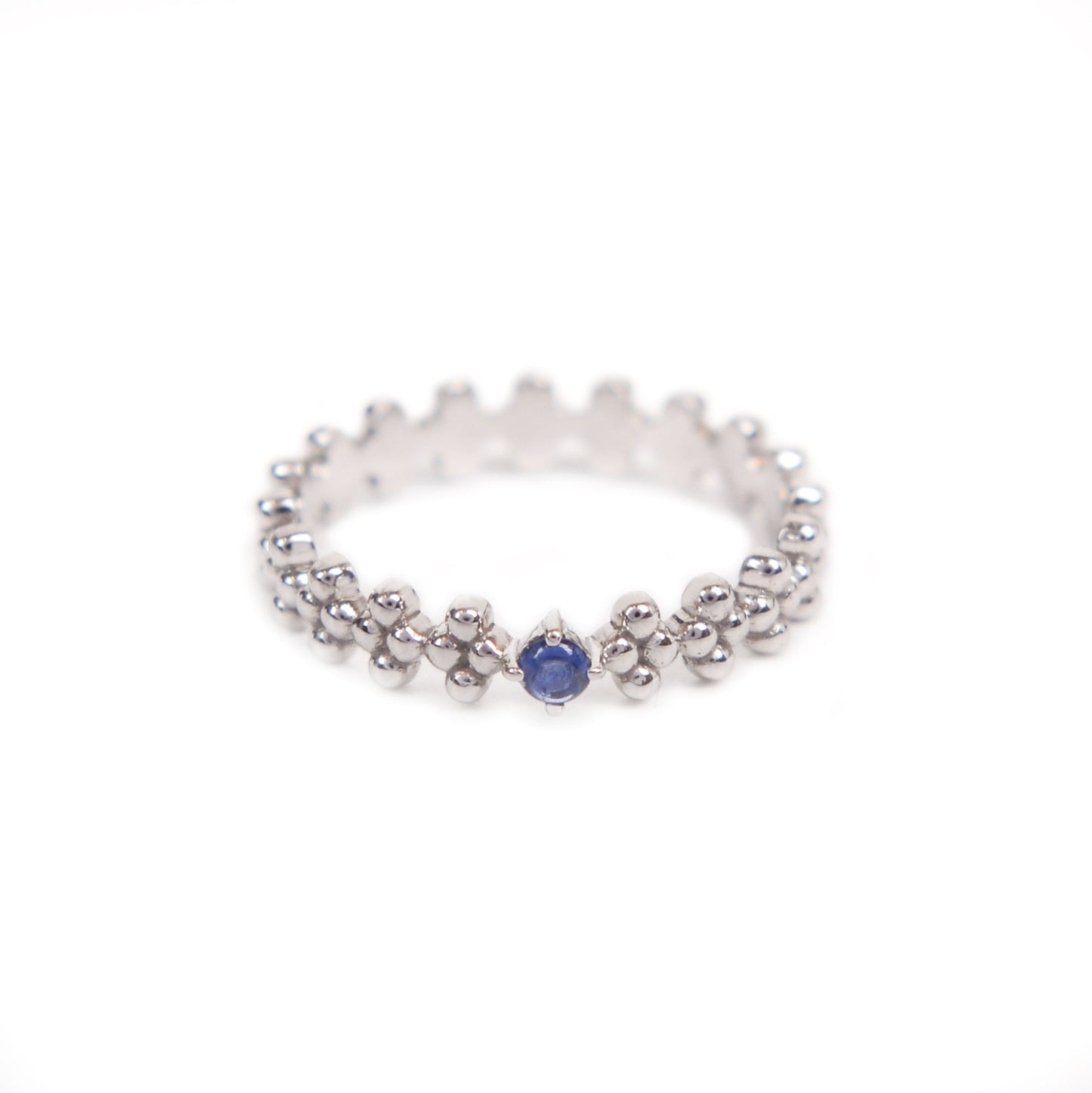 Stacks Textured White Gold Single Sapphire