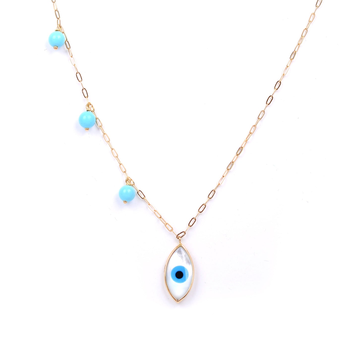 Mati Vertical Marquis Necklace with Turquoise Beads