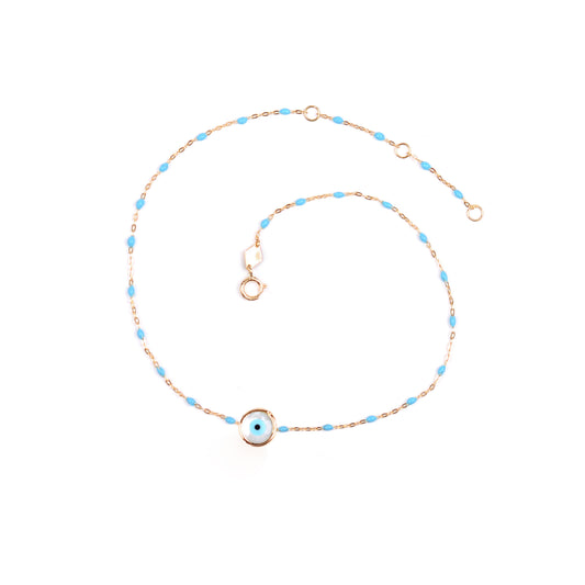 Mati Round Eye Anklet Primavera Turquoise