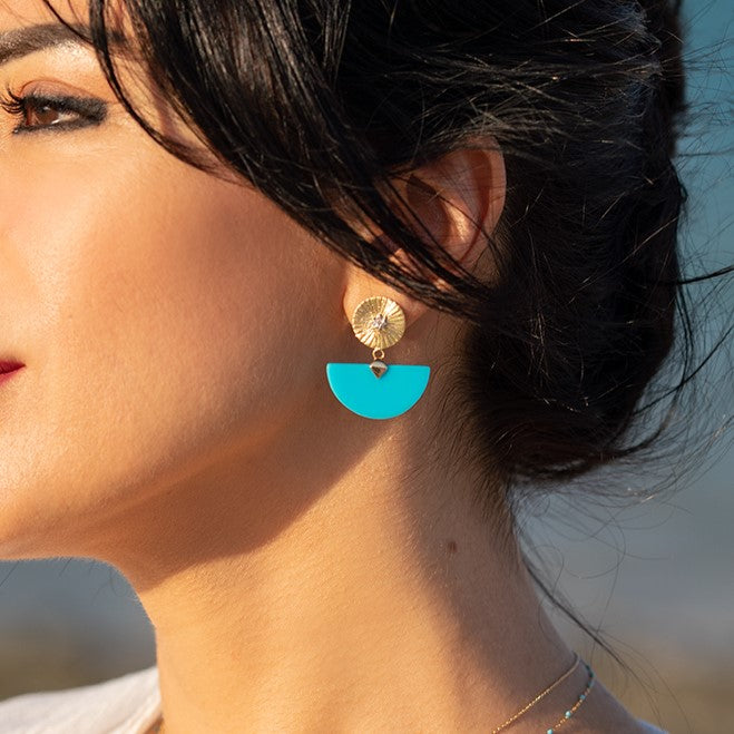 Shams Half-Moon Turquoise Earrings