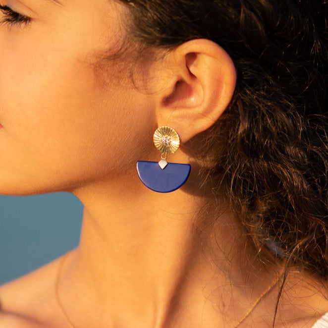 Shams Half-Moon Lapis Lazuli Earrings