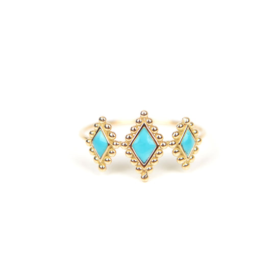 Granada Rings Tri Turquoise Losanges