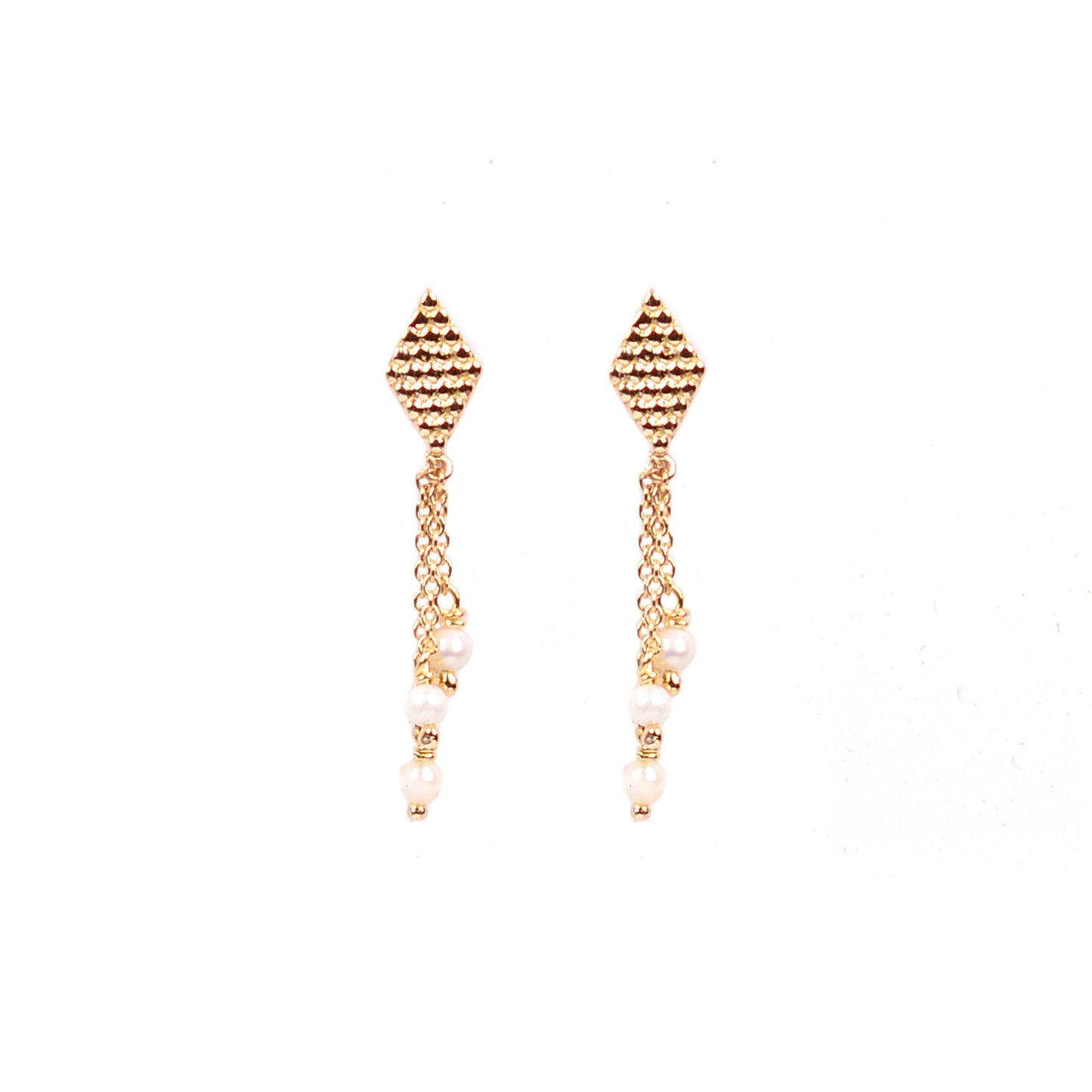 Granada Earrings Losanges with 3 Hanging Pearls