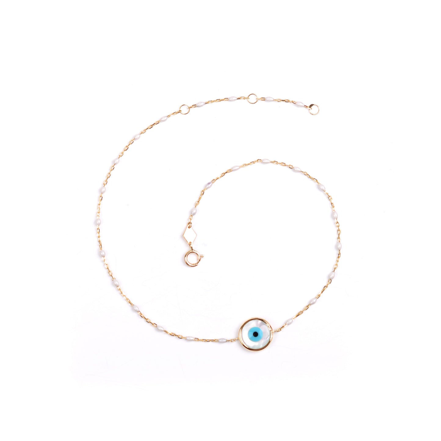 Mati Round Eye Anklet Primavera Mother of Pearl