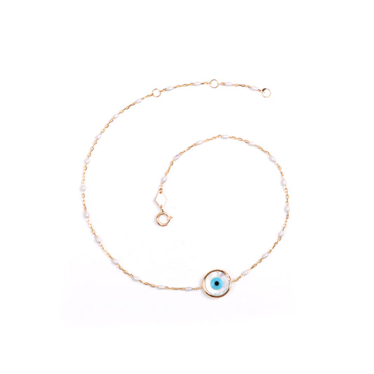 Mati Round Eye Anklet Primavera Mother of Pearl